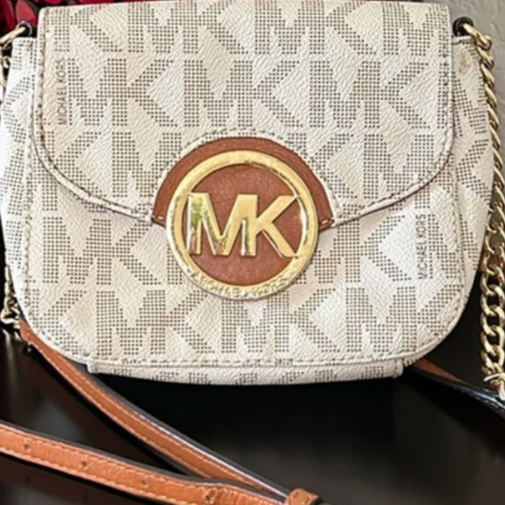 Michael Kors Beige and Tan Crossbody Bag